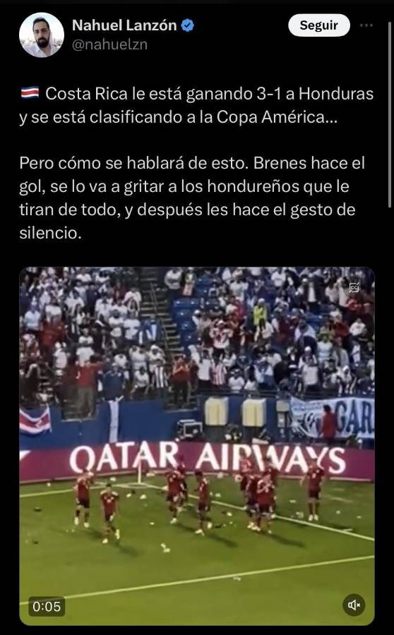 La reacción de Costly, el gran señalado de la prensa de Honduras y directivo atiza contra Rougier