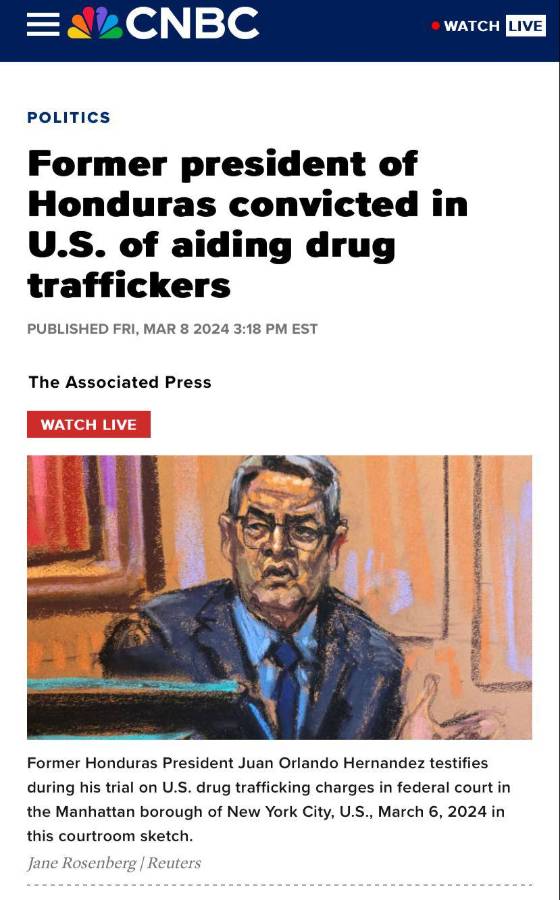 JOH le da la vuelta al mundo: prensa internacional estalla tras hallar culpable al expresidente de Honduras