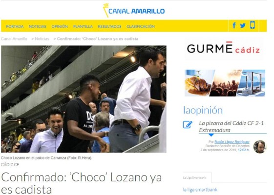 ¡Choco Lozano al Cádiz! Esto dicen los medios españoles de su traspaso
