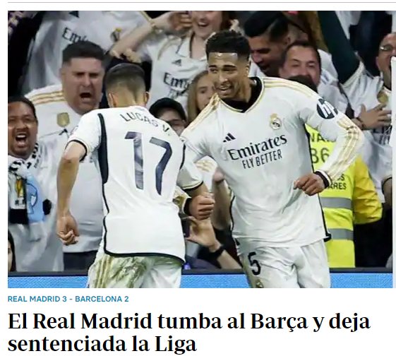 La prensa reacciona luego del triunfo del Real Madrid en el Clásico: “Barcelona alcanza un nuevo nadaplete”
