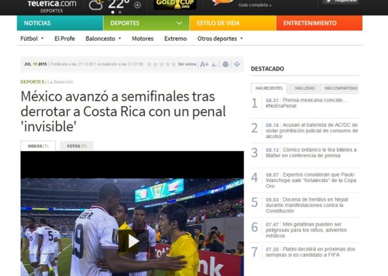 Prensa de Costa Rica: 'Concacaf nos roba todo el oro'