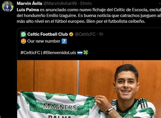 “Celtic está encantado”, “Luis Palma con número de crack”: Prensa internacional y nacional reacciona al fichaje del hondureño