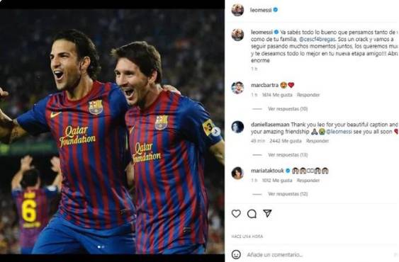 El sentido mensaje de despedida de Messi a Fábregas tras su retiro del fútbol y la respuesta de la mujer de Cesc