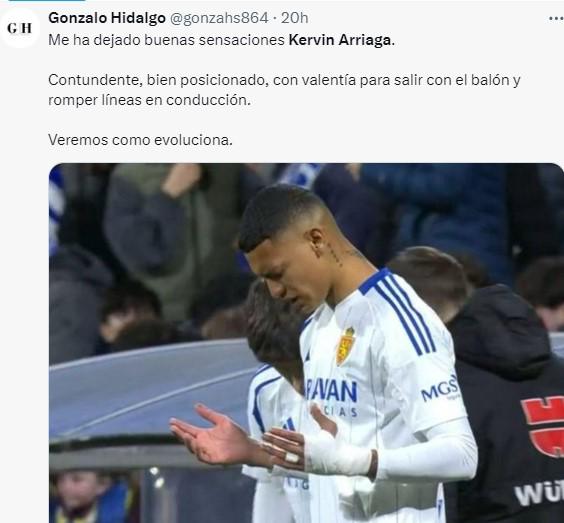 Lo que dice la afición de España sobre el debut de Kervin Arriaga con el Zaragoza; se rinden ante el hondureño: “es top”