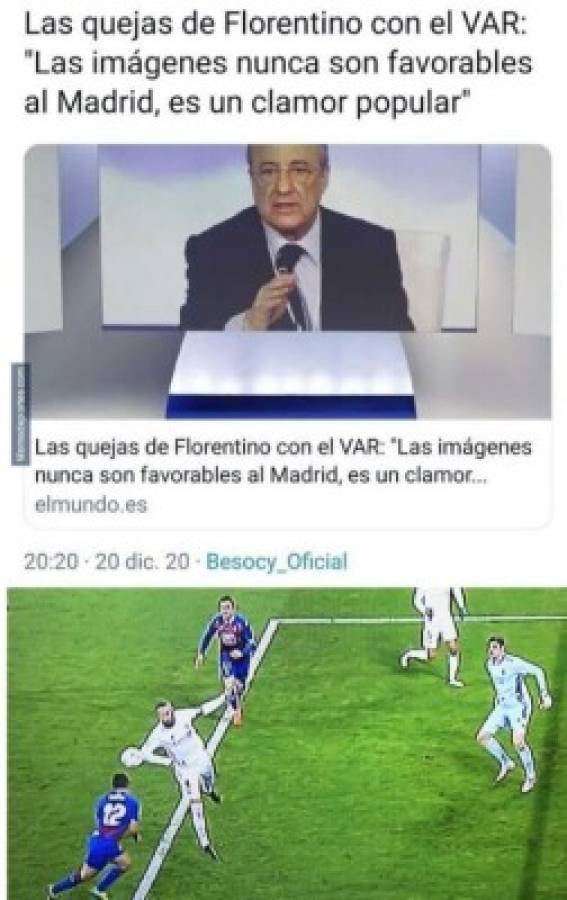 Los memes revientan a Real Madrid y Florentino Pérez por la 'enésima' ayuda del VAR en España