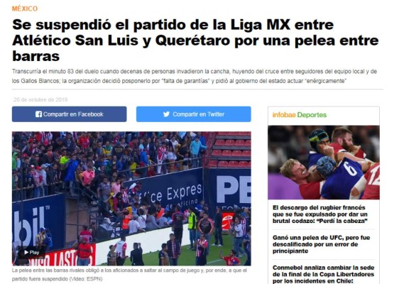 Salvajismo, terror, vergüenza: La reacción de la prensa mundial tras el San Luis-Querétaro de la Liga MX