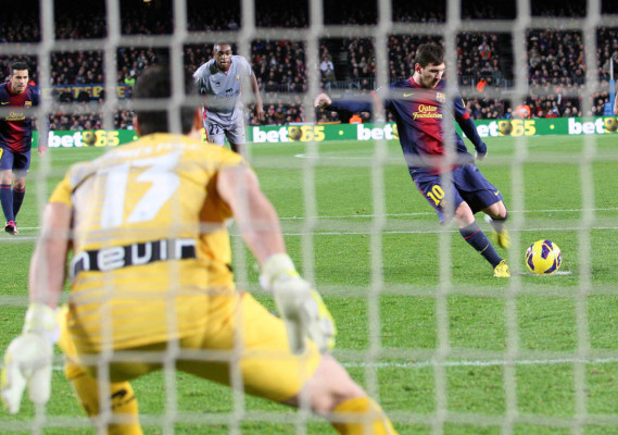 Manita del Barça; cuatro de Messi.