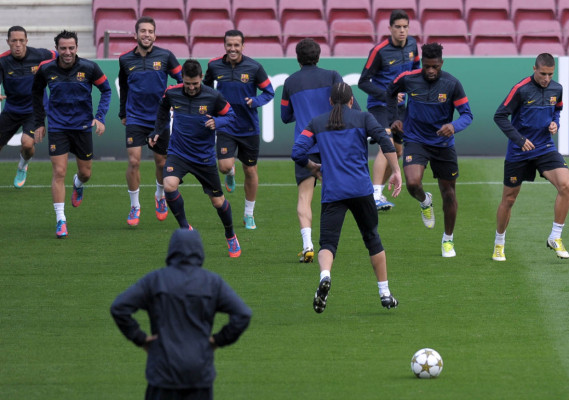 Imágenes del entrenamiento del Barca y Celtic
