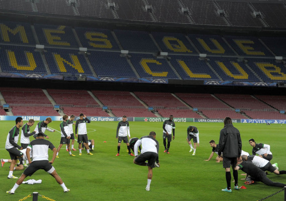 Imágenes del entrenamiento del Barca y Celtic