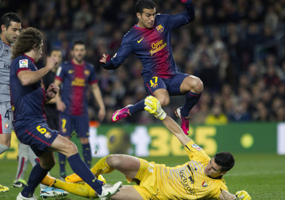 Manita del Barça; cuatro de Messi.