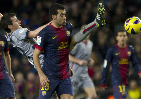 Manita del Barça; cuatro de Messi.