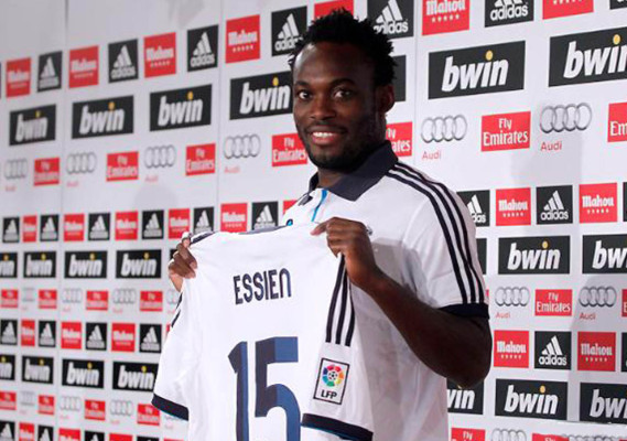 Imágenes del primer entrenamiento de Essien con el Real Madrid.