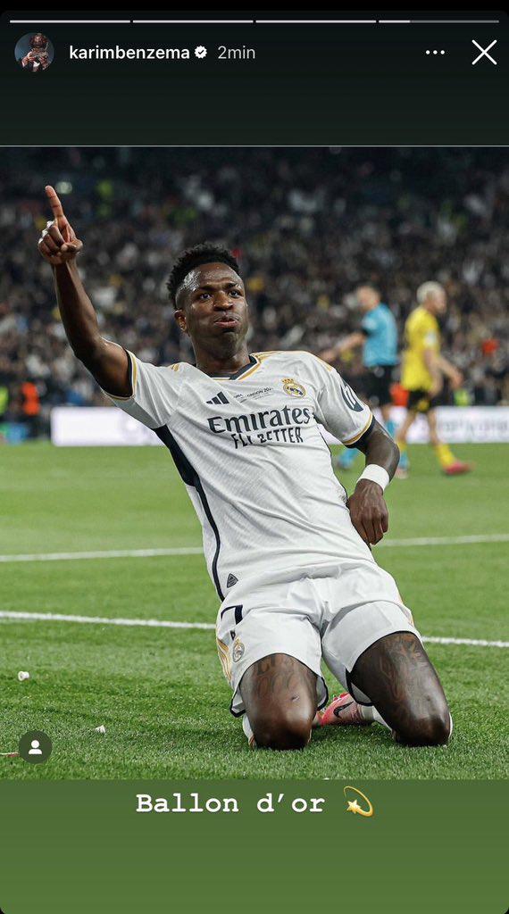 Benzema también apoya a Ancelotti para que Vinicius gane el Balón de Oro.