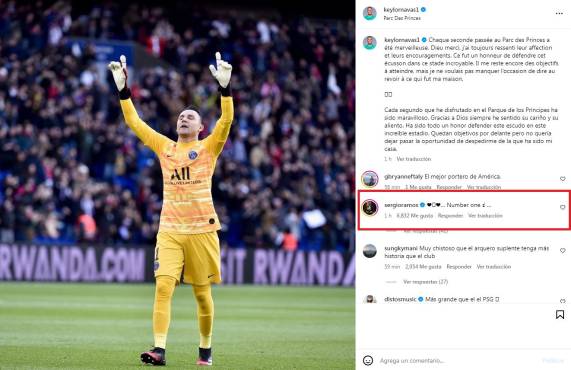 Sergio Ramos contestó al mensaje de despedida de Keylor Navas.