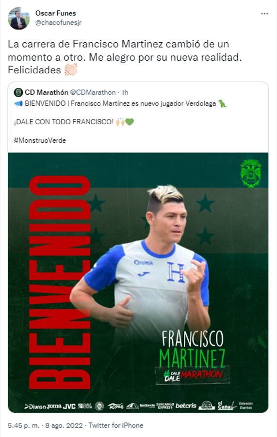 ¡De Tercera a Primera! Periodistas reaccionan tras anunciarse el fichaje de Francisco Martínez por el Marathón