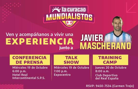 Conoce cuándo llega Javier Mascherano a Honduras, quién lo trae y qué eventos tendrá en San Pedro Sula durante dos días