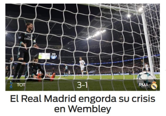 ¡CRISIS! Así reacciona la prensa mundial tras la dura derrota del Real Madrid ante el Tottenham