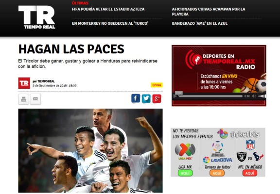La prensa mexicana habla de la previa del duelo México-Honduras ¿Aztecazo?