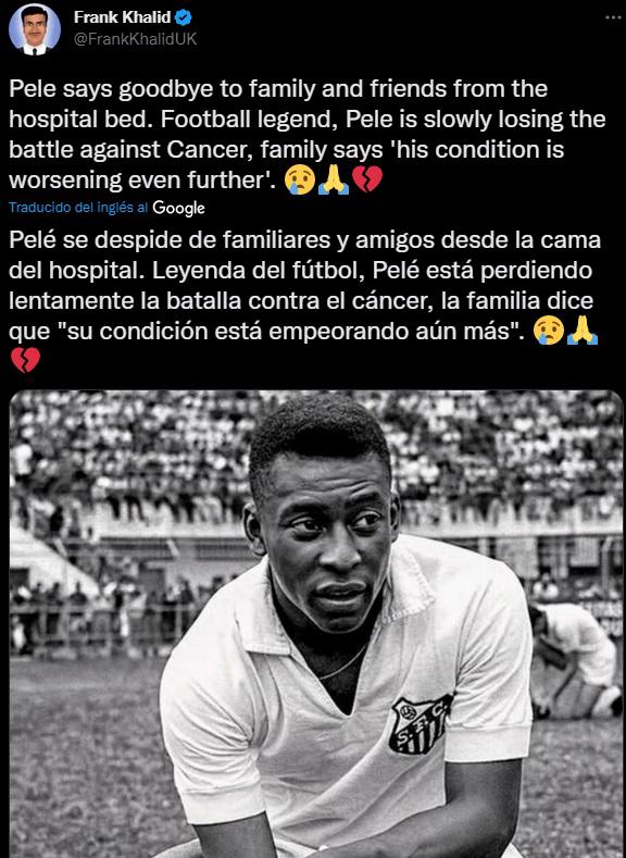 “Se acerca el adiós del mejor de la historia”: el mundo del fútbol se empieza a despedir de “O Rey” Pelé