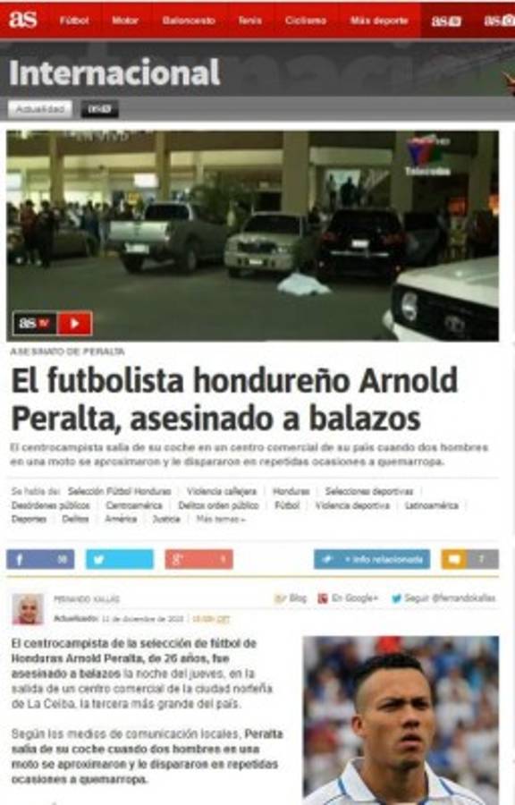 Honduras, en boca de todo el mundo por asesinato de Arnold Peralta