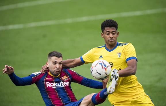 Partido de fútbol de la Liga Santander, FC Barcelona Cádiz Jordi Alba Lozano