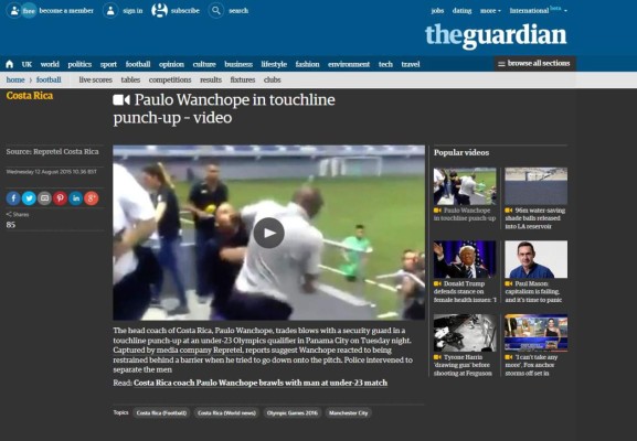 Escándalo de Paulo Wanchope le da la vuelta al mundo