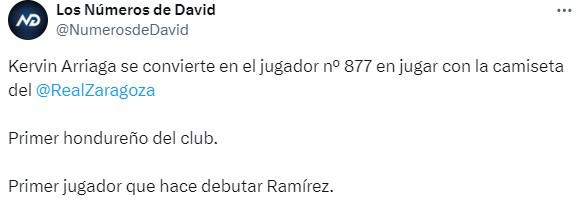 Lo que dice la afición de España sobre el debut de Kervin Arriaga con el Zaragoza; se rinden ante el hondureño: “es top”