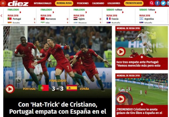 Prensa mundial se rinde a Cristiano Ronaldo tras maravilloso debut en Rusia 2018