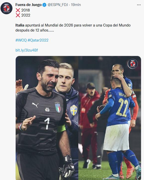 “Otro desastre” y “tragedia”: Lo que dice la prensa mundial tras el nuevo fracaso de Italia, afuera de Qatar 2022