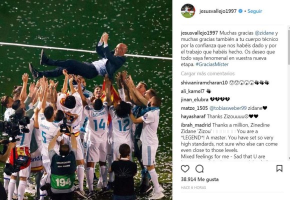 Emotivas palabras: Así se despidieron de Zidane los jugadores del Real Madrid en sus redes sociales