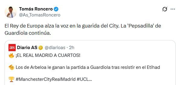 La 'Pepsadilla' continúa; ya no es el ogro blanco: lo que dice la prensa sobre el triunfo del Real Madrid sobre el City