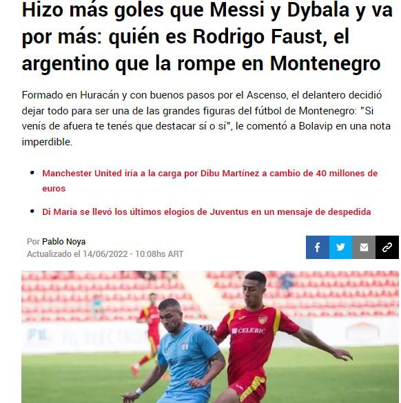 Rodrigo Faust dio mucho de qué hablar en su paso por la Liga de Montenegro.