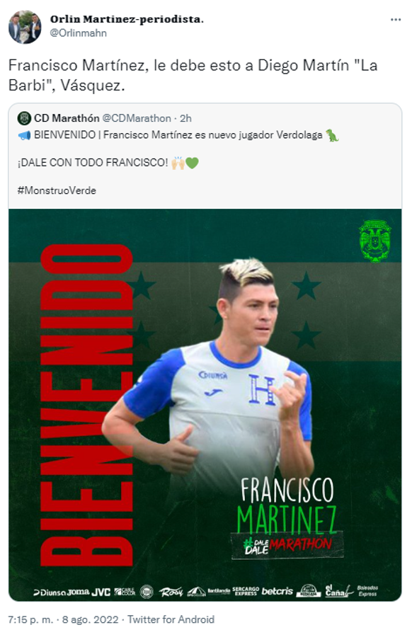 ¡De Tercera a Primera! Periodistas reaccionan tras anunciarse el fichaje de Francisco Martínez por el Marathón