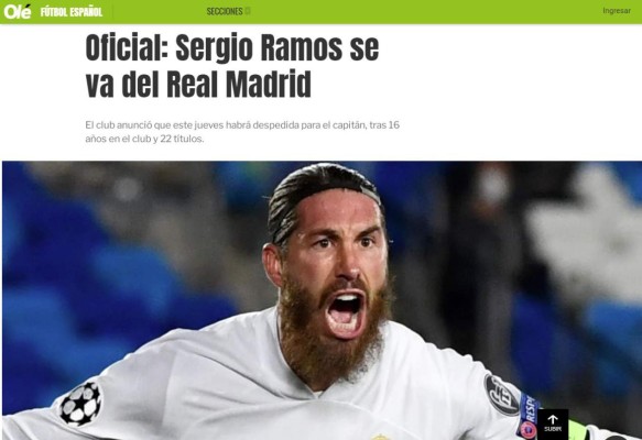 Ramos ya se pronunció: Medios y personajes de fútbol despiden en halagos al español del Real Madrid