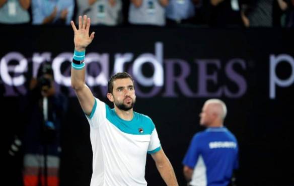 EPA5661. MELBOURNE (AUSTRALIA), 25/01/2018.- El tenista croata Marin Cilic celebra su victoria en la semifinal del Abierto de Australia disputada contra el británico Kyle Edmund, en Melbourne, Australia, hoy, 25 de enero de 2018. EFE/ Mast Irham PROHIBIDO SU USO EN AUSTRALIA Y NUEVA ZELANDA