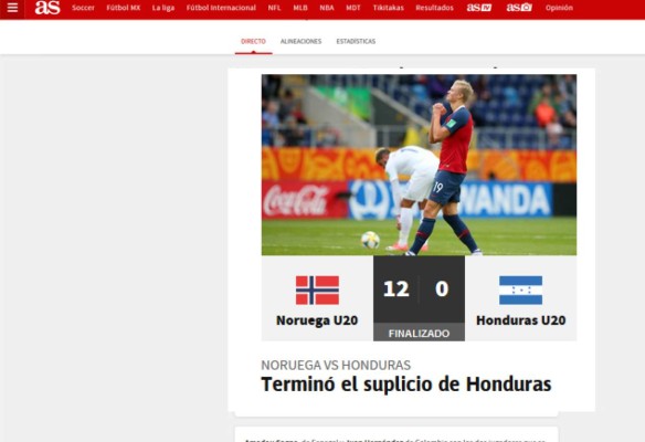 ¡Bochorno mundial! La prensa internacional habla del 12-0 de Noruega a Honduras