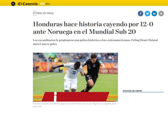 ¡Bochorno mundial! La prensa internacional habla del 12-0 de Noruega a Honduras