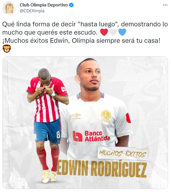 Las emotivas palabras de despedida que otorgó el Olimpia a Edwin Rodríguez por su salida al Aris de Grecia