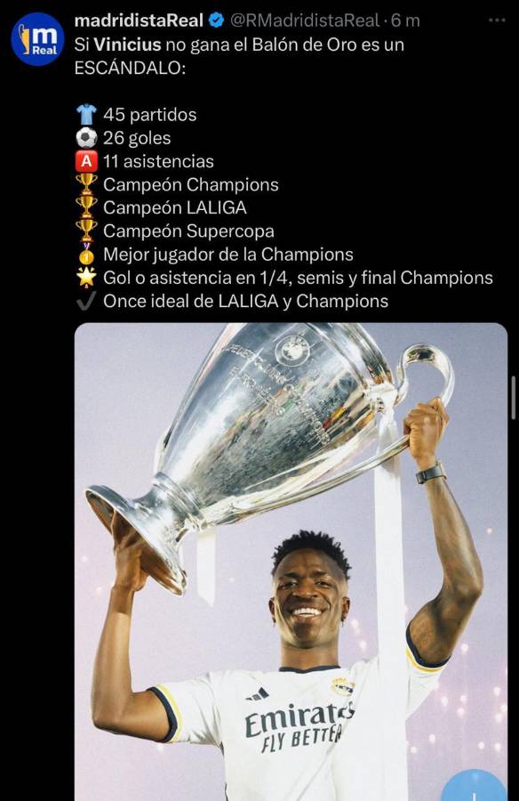 Vinicius no ganará el Balón de Oro y la prensa mundial reacciona : “Es la mayor vergüenza en años”, “Que injusto”