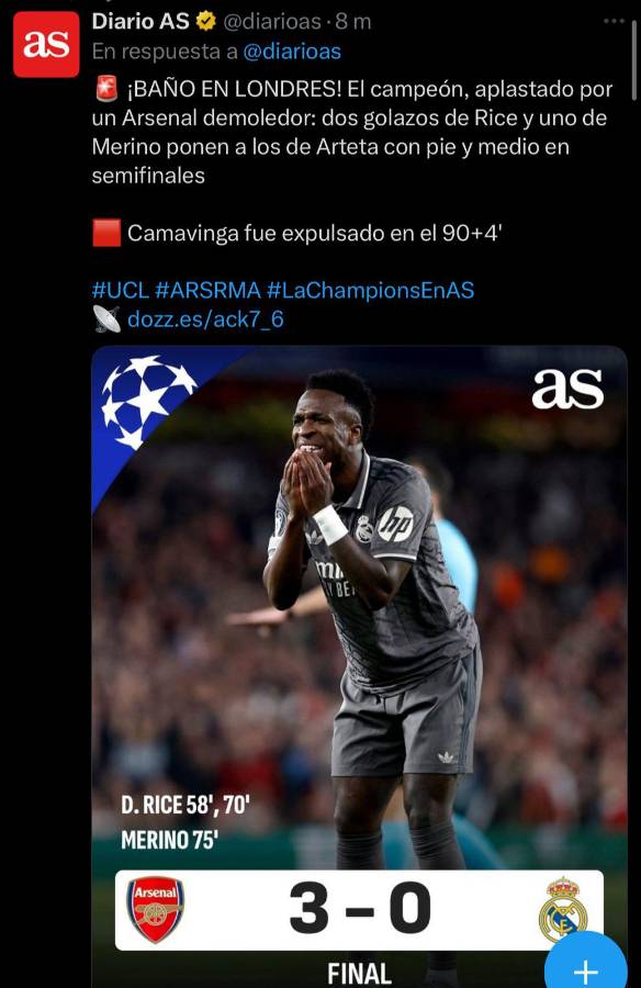 Desmantelaron a Ancelotti está eliminado fritos: así reacciona la prensa a la humillación del Arsenal ante Real Madrid