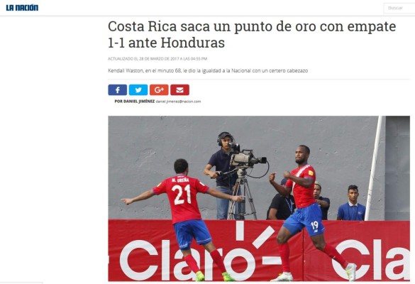 Como 'punto de oro' califica prensa tica empate ante Honduras