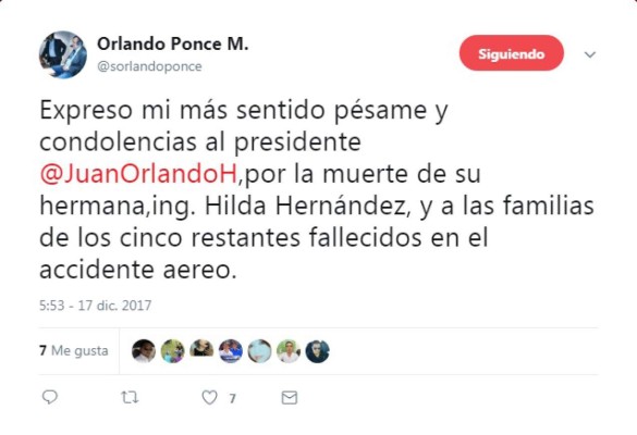 Los personajes que se solidarizan con JOH por la muerte de Hilda Hernández