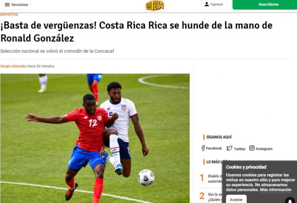 La prensa de Costa Rica explota contra su selección tras la goleada ante USA: 'Fuera todos, dan pena'