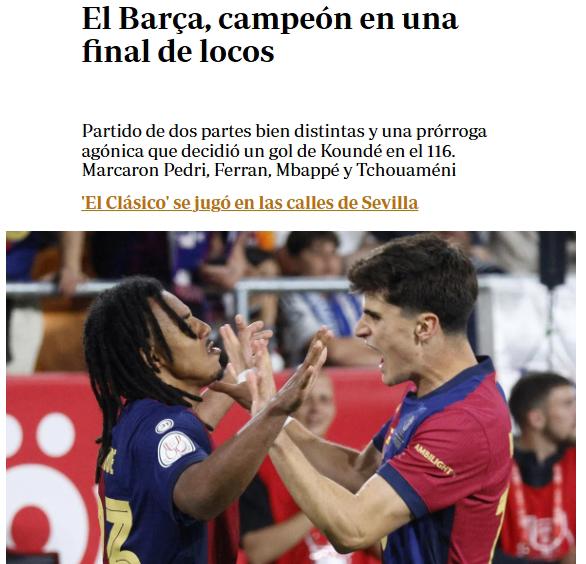 La prensa reacciona por el título del Barcelona tras vencer al Real Madrid: Ni árbitros ni nada, somos los mejores; no dan para el Clásico