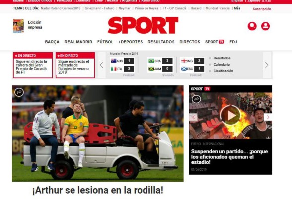 Lesión de Arthur ante Honduras invade las portadas internacionales