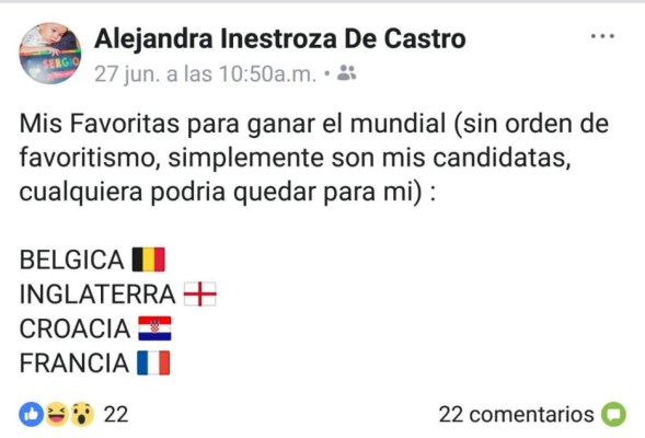 Periodista catracha que le acertó a los cruces de semis dice que Francia será campeona del Mundo