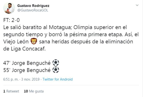 Lo que se dijo en redes sociales tras la victoria de Olimpia ante Motagua