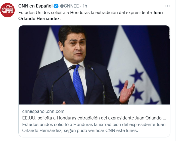 Así lo cuenta el mundo: Medios internacionales informaron la solicitud de extradición de Juan Orlando Hernández