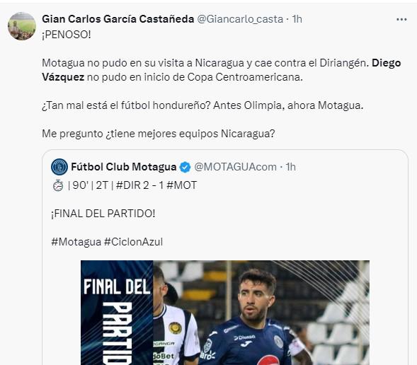 Lo que dice la prensa hondureña sobre la derrota de Motagua ante Diriangén en la Copa Centroamericana de Concacaf
