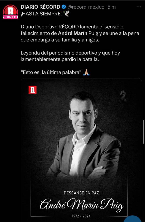 “Querido amigo...”: el último post de André Marín, mensaje de Faitelson y la despedida de los equipos mexicanos